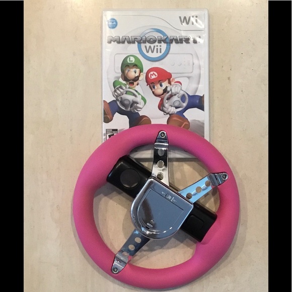 Mario Kart & Racing Wheel Nintendo Wii Game Pink Steering Wheel Drive Race - Picture 6 of 15